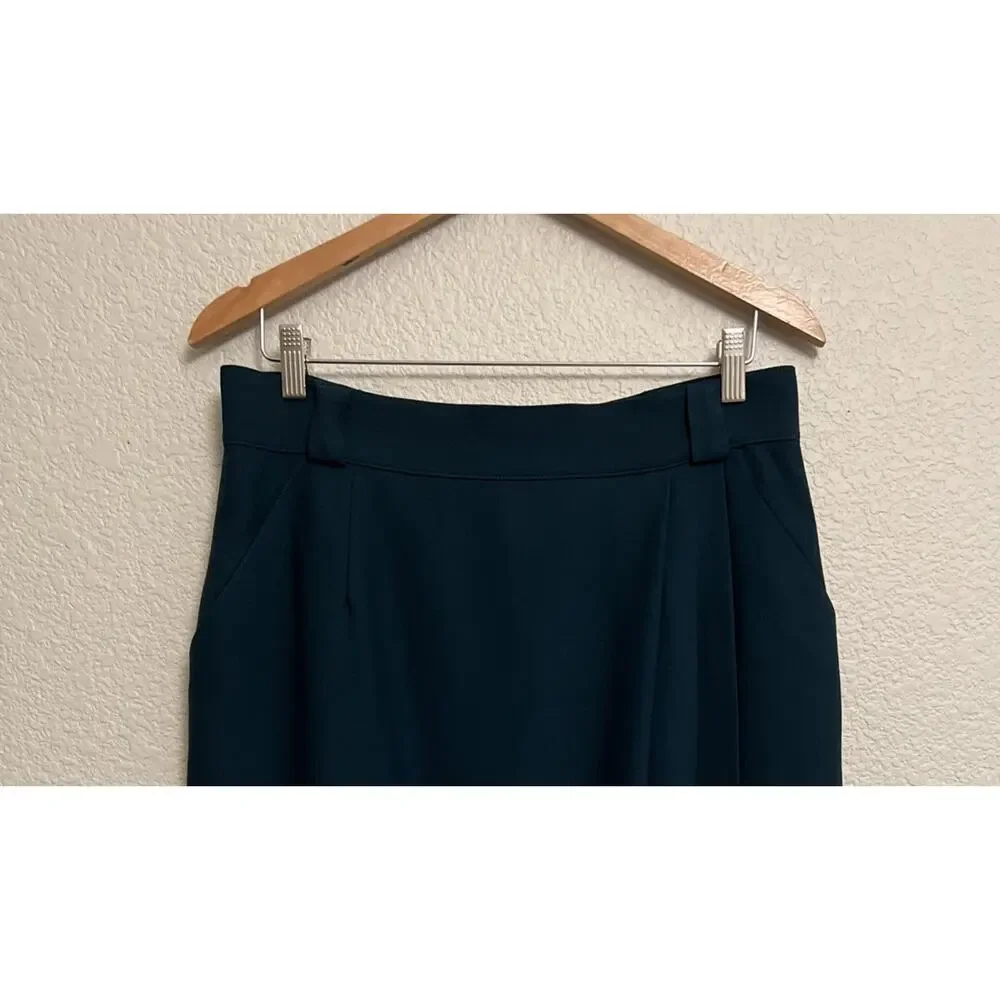 Vintage Austin Reed Skirt Emerald A-Line Midi Academia Lined Faux Wrap USA 16